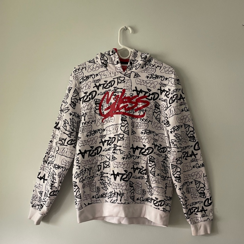 GUESS Graffiti print oversized hoodie